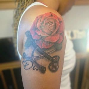 Realism + Floral rose tattoo on Upper Arm by Jacob_Love_TD on TattMe