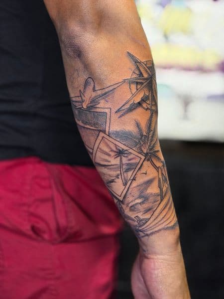 Black & Grey + Illustrative compass tattoo on Forearm by Qjoriginals43 on TattMe