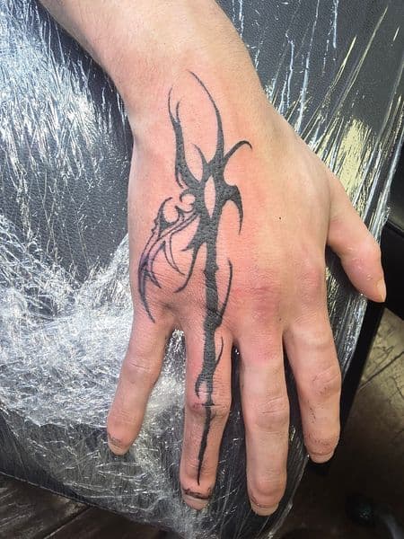 Tribal + Black-work tribal tattoo on Hand by Qjoriginals43 on TattMe