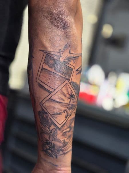 Black & Grey + Illustrative airplane tattoo on Forearm by Qjoriginals43 on TattMe