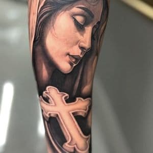 Black & Grey + Realism woman tattoo on Forearm by Sixteenth_Studio on TattMe
