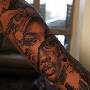 Black & Grey + Realism woman tattoo on Forearm by Sixteenth_Studio on TattMe