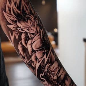 Anime + Black & Grey goku tattoo on Forearm by Sixteenth_Studio on TattMe