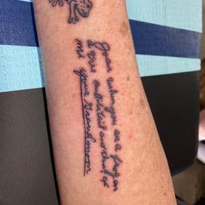 Fine Line + Lettering frog tattoo on Forearm by nomad_ink on TattMe