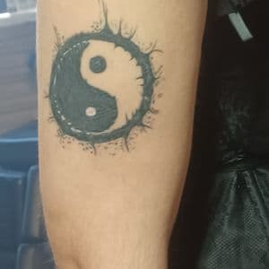 Black-work + Symbolic yin yang tattoo on Upper Arm by nomad_ink on TattMe