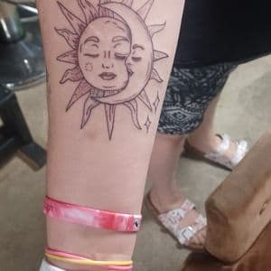 Fine Line + Line-work sun tattoo on Forearm by nomad_ink on TattMe