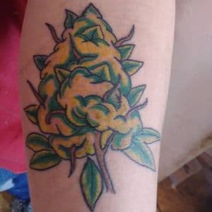 Color cannabis tattoo on Upper Arm by nomad_ink on TattMe