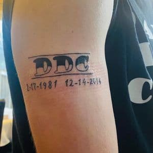 Lettering + Black-work letters tattoo on Upper Arm by nomad_ink on TattMe