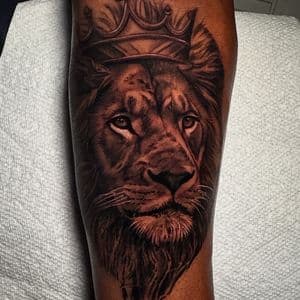 Black & Grey + Realism lion tattoo on Forearm by D-Artist on TattMe