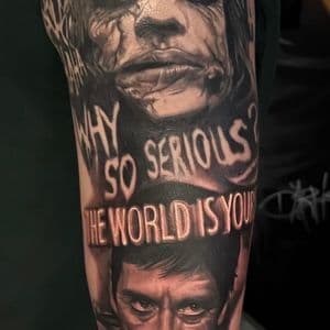 Realism + Black & Grey joker tattoo on Upper Arm by D-Artist on TattMe