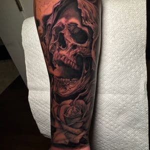 Black & Grey + Realism skull tattoo on Forearm by D-Artist on TattMe