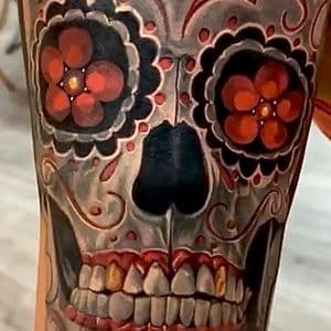 Color + Illustrative sugar skull tattoo on Forearm by D-Artist on TattMe
