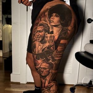 Realism + Portrait Realism portraits tattoo on Full Leg Sleeve by D-Artist on TattMe