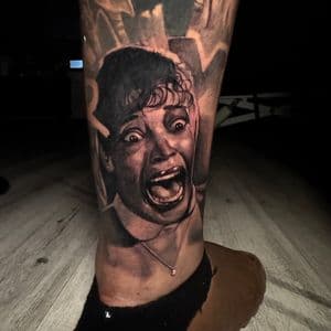 Black & Grey + Realism woman tattoo on Calf by D-Artist on TattMe