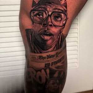 Realism + Black & Grey man tattoo on Thigh by D-Artist on TattMe