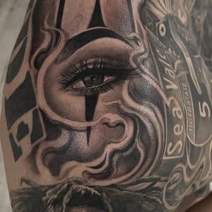 Black & Grey + Realism eye tattoo on Shoulder by D-Artist on TattMe