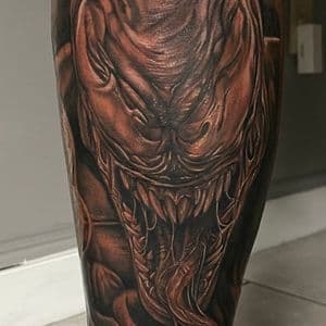 Black & Grey + Realism venom tattoo on Calf by D-Artist on TattMe