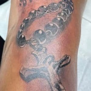 Black & Grey + Illustrative rosary tattoo on Forearm by gq_ink on TattMe