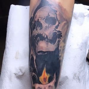 Black & Grey + Realism skull tattoo on Forearm by gq_ink on TattMe