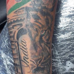 Color + Black & Grey flag tattoo on Forearm by gq_ink on TattMe