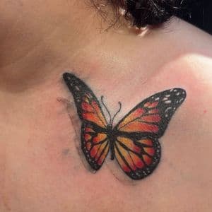 Color + Illustrative butterfly tattoo on Chest by gq_ink on TattMe