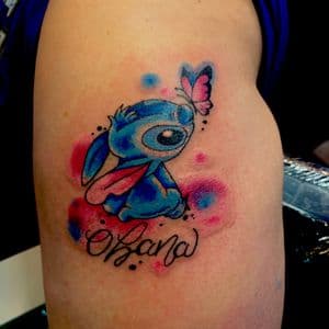 Color + Watercolor stitch tattoo on Upper Arm by Meaney_Tattoos_06 on TattMe