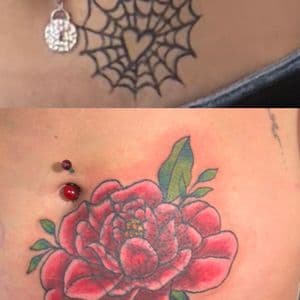 Floral + Color flower tattoo on Stomach by Meaney_Tattoos_06 on TattMe
