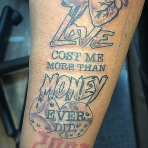Lettering + Black & Grey heart tattoo on Forearm by Murda_Innk on TattMe