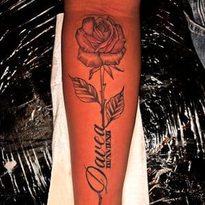 Black & Grey + Floral rose tattoo on Forearm by Murda_Innk on TattMe