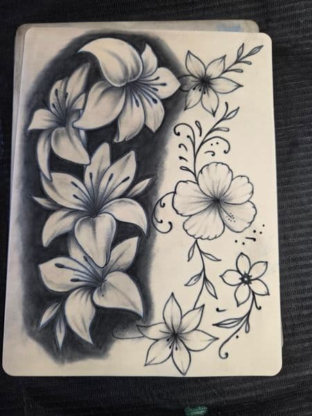 Floral + Black & Grey flowers tattoo by Certified__OB on TattMe