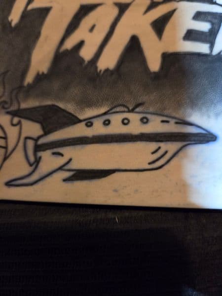 Black-work + Sketchy spaceship tattoo by Certified__OB on TattMe