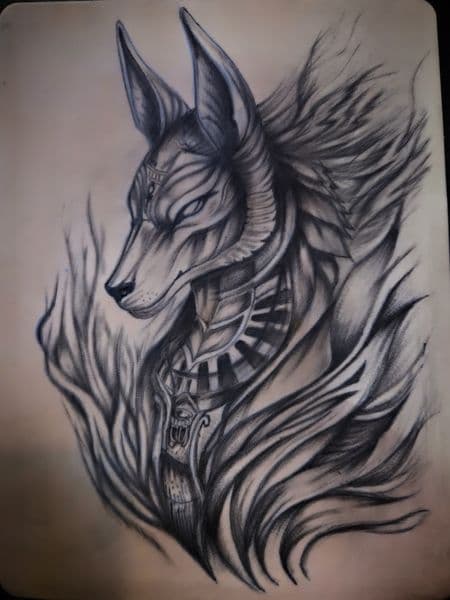 Black & Grey + Illustrative anubis tattoo by Certified__OB on TattMe