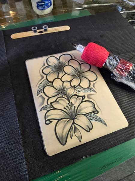 Black & Grey + Illustrative flowers tattoo by Certified__OB on TattMe
