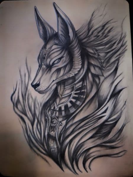 Black & Grey + Illustrative anubis tattoo by Certified__OB on TattMe