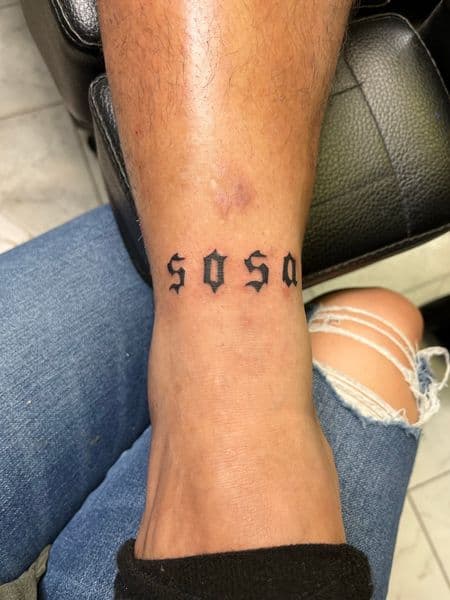 Lettering + Gothic numbers tattoo on Ankle by inksfromkels on TattMe
