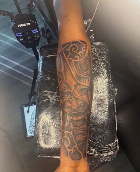 Japanese + Black & Grey hannya mask tattoo on Forearm by teeskiink on TattMe