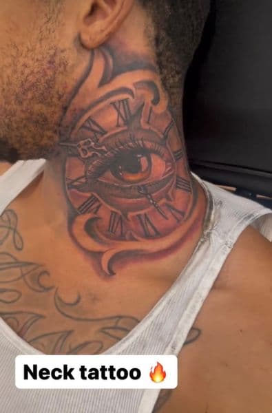 Black & Grey + Color eye tattoo on Neck (Side) by teeskiink on TattMe