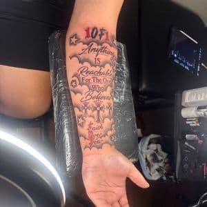 Black & Grey + Lettering clouds tattoo on Forearm by teeskiink on TattMe