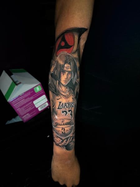 Anime + Black & Grey anime character tattoo on Forearm by nayasTats on TattMe