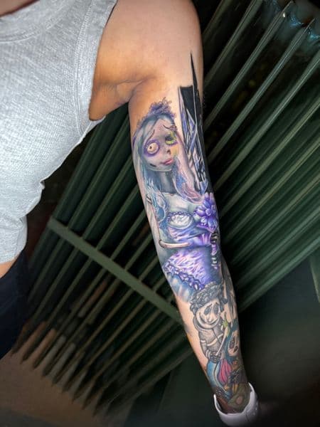 Illustrative + Color characters tattoo on Upper Arm by nayasTats on TattMe