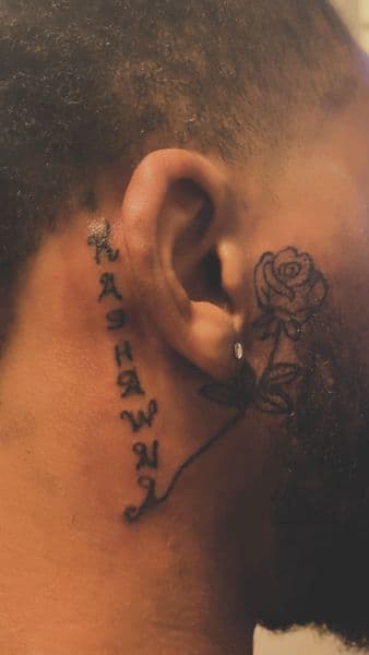 Fine Line + Lettering rose tattoo on Face by TattsByNaee on TattMe