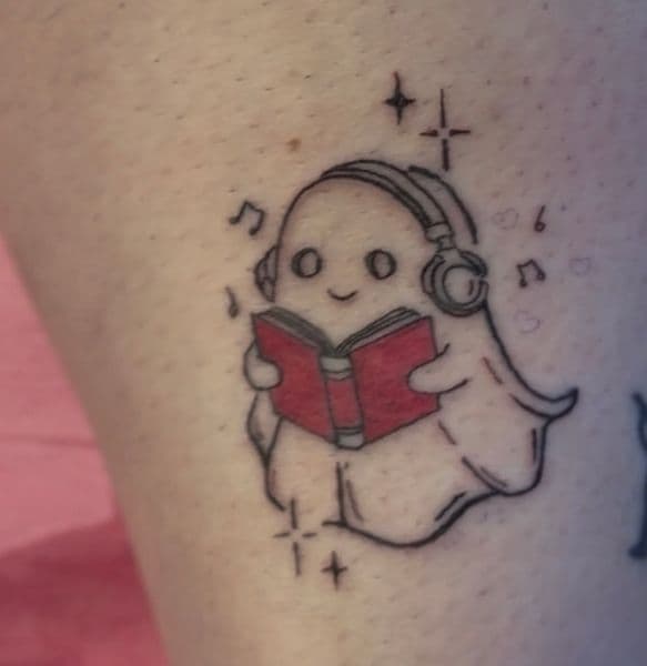 Line-work + Cartoon ghost tattoo by erika.main.ave on TattMe