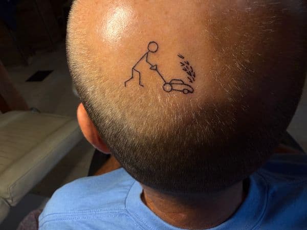 Minimalist + Line-work stick figure tattoo on Scalp by erika.main.ave on TattMe