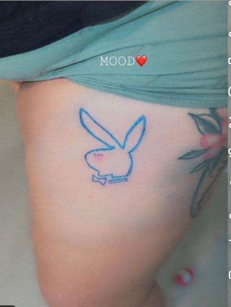 Line-work + Minimalist playboy bunny tattoo on Thigh by Inkk_ByYanna on TattMe