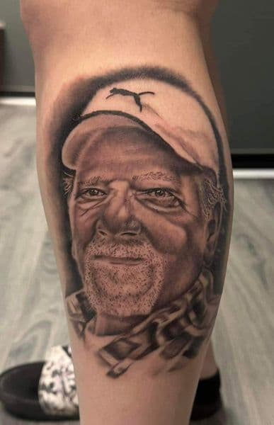 Realism + Black & Grey man tattoo on Calf by jessedavalosofficial on TattMe