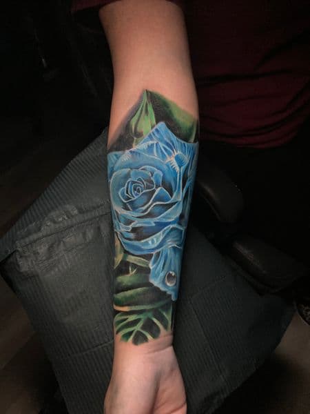 Color + Floral rose tattoo on Forearm by jessedavalosofficial on TattMe