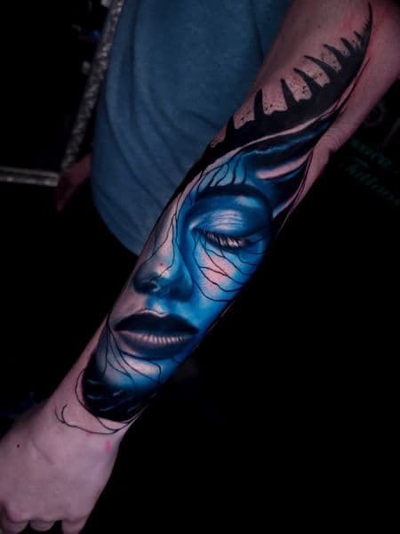 Illustrative Realism + Color blue tattoo on Forearm by Brandon_Lee on TattMe