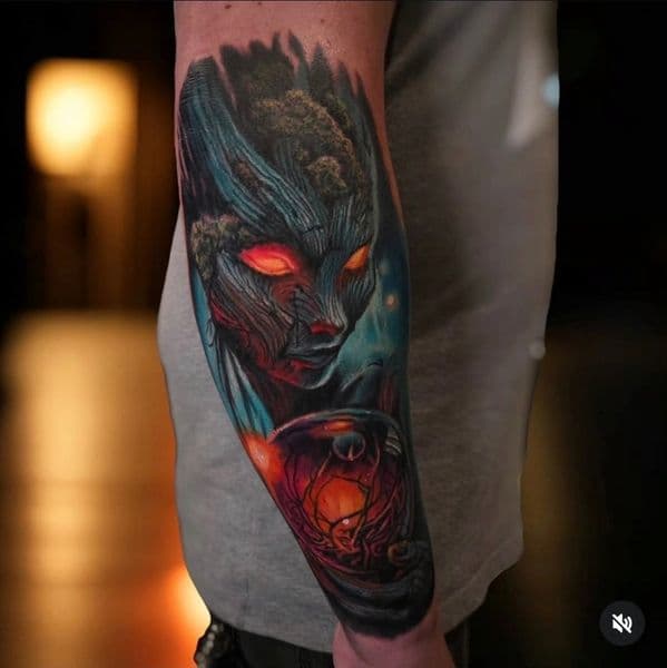 Illustrative + Color tree creature tattoo on Forearm by Brandon_Lee on TattMe