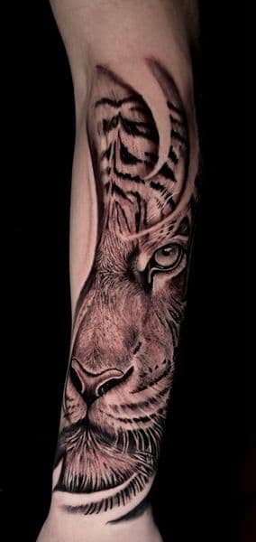Black & Grey + Realism tiger tattoo on Forearm by Mgtatt02 on TattMe