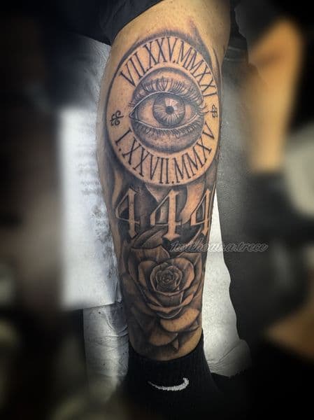 Black & Grey + Realism eye tattoo on Calf by without.a.trece on TattMe